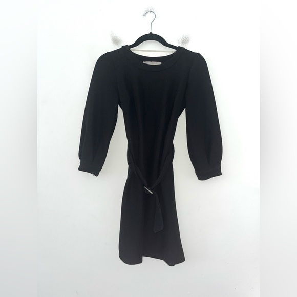 GAL MEETS GLAM Jody Black Ribbed Belted Knee Length Dress Size 00 - Picture 3 of 10